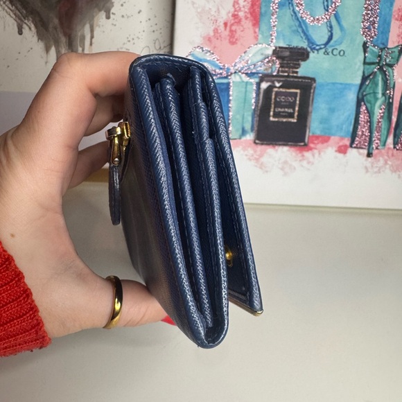 Prada Navy Blue Wallet with Gold Accents - Picture 6 of 8